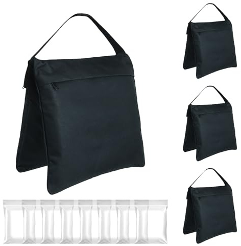 changshengda Photography Sand Bags - 4 Pack Empty Weight Bags for Light Stands, Tripods, Boom Arms and Photo Studio Equipment (Black)