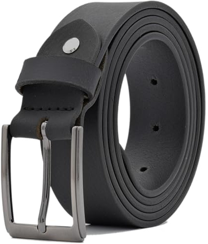 Premium Ledergürtel Herren - Made in Germany - mattes dickes softes Leder - Gürtel Herren schwarz braun blau cognac - 35mm breit - Einkürzbar (Schwarz, 115 cm Bundweite = 130 cm Gesamtlänge)