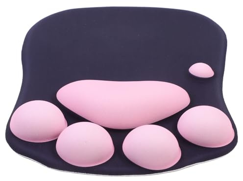 Mipcase Tapis de Souris en Caoutchouc Forme Patte de Chat avec Repose-Poignet Confortable Base Antidérapante Style Cartoon Kawaii pour Bureau