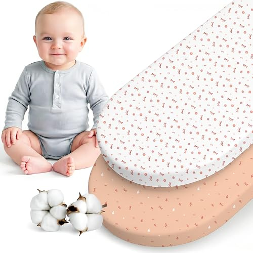 Dreamzie - 2er Set Spannbettlaken Kinderwagen 40x80 cm - Baumwolle | Libelle Rosa/Weiß · Stubenwagen & Wiege · Soft · Atmungsaktiv · Oeko-Tex Zertifiziert