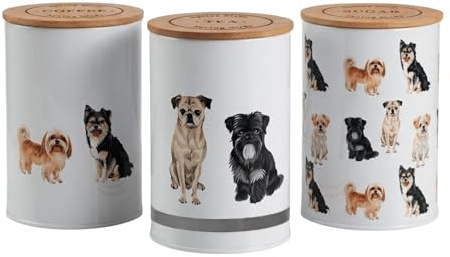 Canister Tea, Coffee & Sugar Storage Kitchen Jars 3 Pec Set (MT-DOG-TCS) | Premium Kitchen Canisters For Tea, Coffee & Sugar, Keeping Essentials Fresh & Organised On Your Kitchen Counter (Set Of 3)