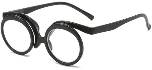 Gafas de maquillaje para mujer, gafas de aumento abatibles hacia abajo, de aumento de plástico con bisagra de resorte, de maquillaje para mujer..