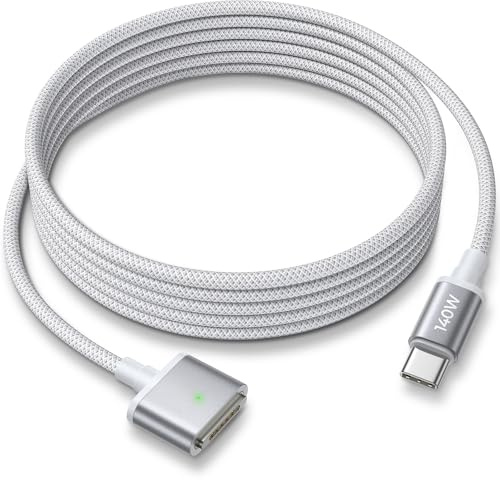 LISEN USB C auf für Magsafe 3 Ladekabel [2m 140W] Mcacbook Ladekabel Laptop Zubehör Quick Charge für Macbook Air M2 M3 M4 M5, 2023/2022, MacBook Pro 13 2023 (M5,M4, M3, M2, 14-16), Silbergrau
