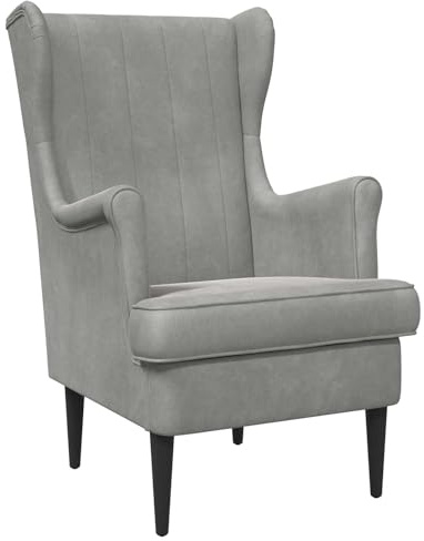 vidaXL Sessel Hellgrau Samt, Stylischer Sessel fürs Schlafzimmer, modernes Velours, Bequeme Sitzgelegenheit, eleganter Wohnraum-Deko