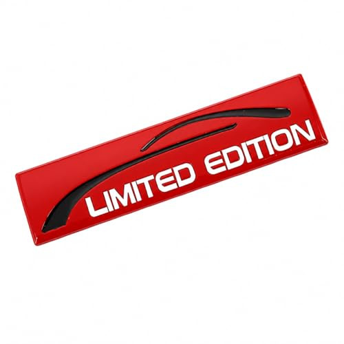 3D Limited Edition Auto Emblem Metall Aufkleber, Chrom/Schwarz/Rot, 10x2 cm, Selbstklebend, Wetterfest & Universal Badge für Auto, Motorrad, Dekor (Rot)