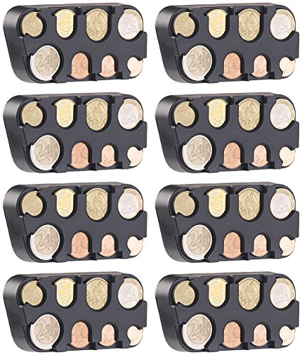 infactory Münzhalter Euro: 8er-Set Euro-Münzsammler mit Schnell-Fixierung (Kleingeldbox, Kleingeldspender, Sparschwein)