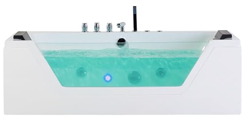 Baignoire Balnéo 160 cm en Acrylique Sanitaire Blanc à LED Sous-Marines Samana