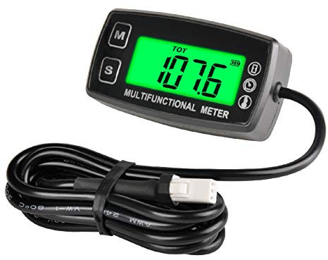 Jayron Retroilluminazione LCD Contagiri Termometro Motore Indicatore Display Digitale Batteria Sostituibile per Moto ATV Boat Marine Compressor Cleaners(TS002)