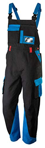 NEO TOOLS Salopette da lavoro HD+ da uomo, 100% cotone, 275 g/m², taglia S a XXL, elastico in vita con elastico sul retro, cinghie a X regolabili