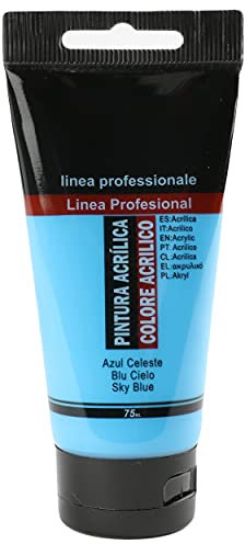 H HANSEL HOME Pintura Acrílica Colores, Alta Cobertura y Resistencia a la Luz, Sostenible/No Tóxico, Pintura Acrílica Profesional, Tubo de 75ml - Azul Celeste