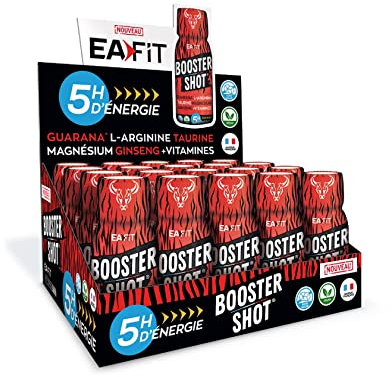 EAFIT BOOSTER SHOT | Présentoir de 20 Shot de 60 ml | 5h d'énergie Immédiate | Sans Sucre - Saveur Mangue - Certifié VEGAN | Marque Française - Certifié Anti-dopage