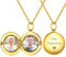 ChicSilver goldener Runde Medaillon Anhänger mit Foto Gravur Photo Amulett mit 2 Bild Liebes Medaillon Halskette mit Ihr Wunschgravur für Verlorbte Familien