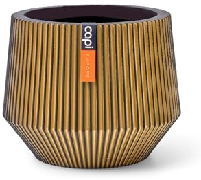 Capi Europe - Gefäß Zylinder geo Groove Black & Gold - 19x16 - Gold - Öffnung Ø15 - Blumentopf für drinnen - BGVGB334