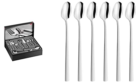 Zwilling 1000712 Besteck-Set, 68-tlg., Für 12 Personen, 18/10 Edelstahl/Hochwertiger Klingenstahl, Senses & 07150-313-0 Dinner, 6 Longdrinklöffel, Edelstahl