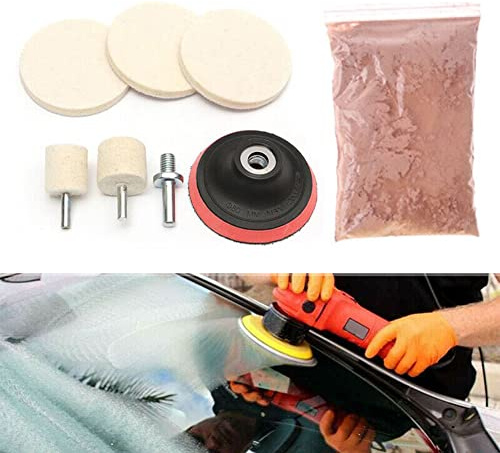 SPORTARC 7,6 cm Polierpads für Bohrer, 8 Stück Polierpads mit Ceriumoxid-Pulver für Uhren, Glas, Windschutzscheibe, Kratzer-Reparatur-Set zur Tiefenreinigung