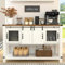 4ever2buy Farmhouse Kaffee-Barschrank, 119,9 cm, Kaffee-Bartisch mit Schiebetür, weißer Buffetschrank mit Stauraum, rustikale Kaffeebar mit verstellbarem Regal und offenem Regal für Wohnzimmer