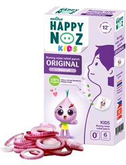 HAPPY NOZ Rote Zwiebel - Kräuterpflaster für Erkältung - bei Schnupfen verstopfter Nase oder Husten - Speziell für Babys und Kinder ab 0 Jahre - natürliche Öle - 12 Stunden Duft