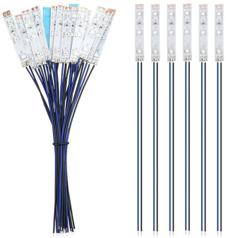 YIXISI 15 Stücke 50mm VorDrahtete LED Streifen, 2335 SMD LED, 12-18V LED Streifen, Modellbau Led Beleuchtung, Blau