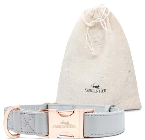 FREUDENTIER Hundehalsband aus veganem Leder - Handmade in Holland - Hundehalsband große Hunde & mittelgroße Hunde - Halsband verstellbar, robust & super komfortabel zu tragen