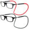 Lanomi Schmal Lesebrille Damen Herren Magnetverschluss Leicht Lesehilfe Sehhilfe mit Elastische Silikon Brillenbänder 2 Stücke Schwarz(Rot+Grau Arm) 1.5