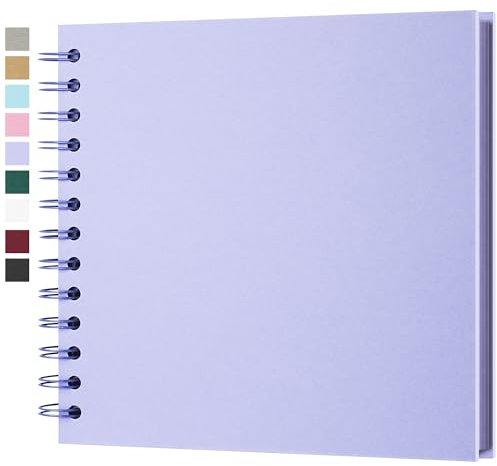 Fotoalbum zum Selbstgestalten, Scrapbook Fotobuch zum Einkleben 18 x 18 cm 40 Seiten, Archivqualität säurefrei DIY Geschenk für Baby, Familie, Jahrestag, Geburtstag, Valentinstag und Hochzeit, Lila