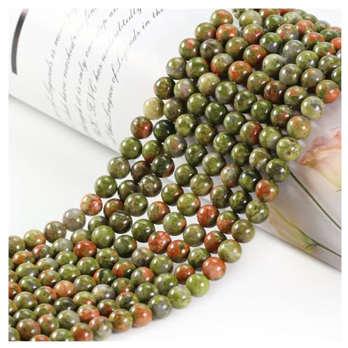 Ouubuuy Unakite 4mm Round Crystal Beads, 85pcs, Gemstone, Jewellery Making Beads