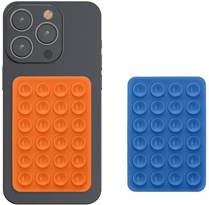 kwmobile Ventosa para Movil - 2X Soporte Movil Ventosa para Smartphone - Compatible con Android y iPhone - Naranja/Azul