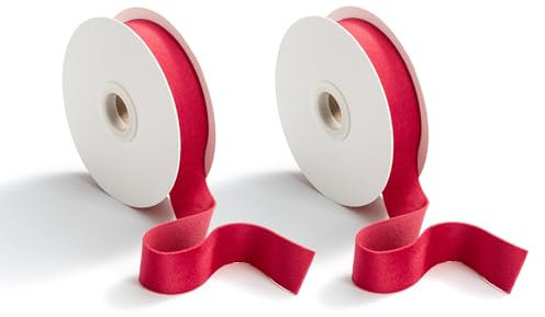 CHUQING Geschenkband Samt Rot Schleifenband Rot,25 mm x 9 m Samtband 2 Rollen Dekoband Stoffband