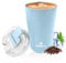 Philorn Thermobecher Kaffee to go Becher - 13oz/380ml Kaffeebecher mit Deckel, Auslaufsicher Coffee to-go Becher Thermo aus Edelstahl, Wiederverwendbar Kaffee Thermobecher, Lichtblau
