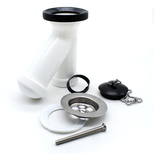 DOJA Barcelona | Sifon Lavabo en Forma de Y | Pack 1 | Sifon Bidet para WC | Ø70x1 1/2-Ø40 | Sifón Blanco | Para Lavadero, Desague Fregadero, Desague Lavabo, Valvula WC, Sifon Cocina Fregadero