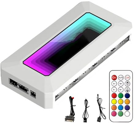 Hub Controlador Argb – Caja de sincronización LED de 3 pines de 5 V de 3 pines | PC Hub con mando a distancia y software, potencia, compatible con Motherboard Aura, Mystic Light, ICUe y p