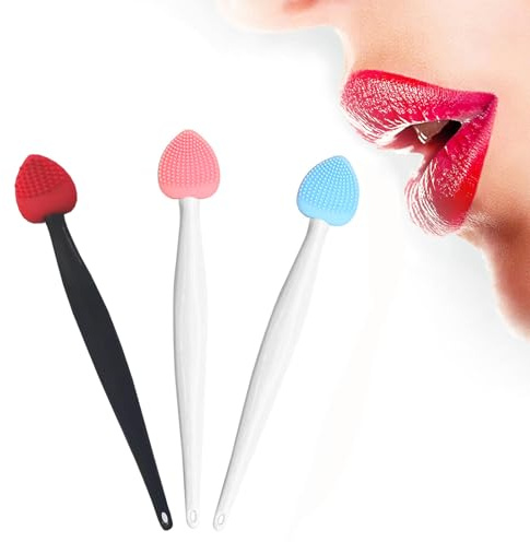 Lippenpeeling-Bürste, doppelseitiges Silikon-Peeling-Pinsel-Set, sanftes Lippenpeeling, Schrubber für glatte, weiche, helle, vollere gesunde Lippen (3 Farben)