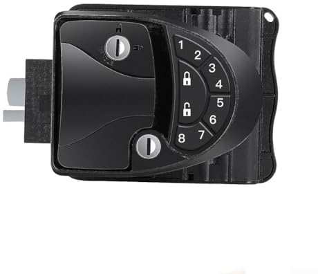 RV Entry Door Lock with Keyless Remote Control, Integrated Keypad for Camping Vehicles, Zinc Alloy Build, Fits 32-38mm Door Frame Thickn