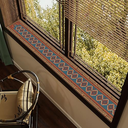 Tappetino per Davanzale in Stile BohéMien Tappeto in PVC Antiscivolo Impermeabile Protezione per Finestra a Bovindo Copri Davanzale Interno Cuscino Antigraffio per Cani Gatti(E,60x40cm(23.6x15.7in))