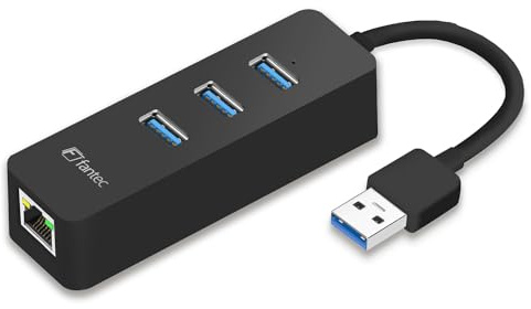 Fantec UMP-3UE1000 USB 3.0 Hub, 3X USB 3.0 Ports, 1x RJ45 1Gbit/s Ethernet LAN Anschluss, 50 cm Kabel schwarz