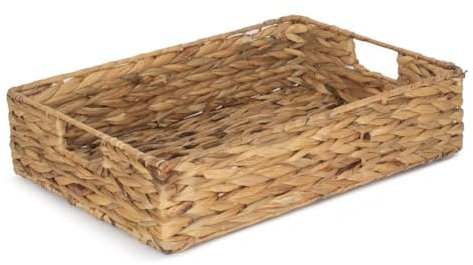 Red Hamper Medium Water Hyacinth Shallow Rectangular Storage Basket, Wicker, Brown