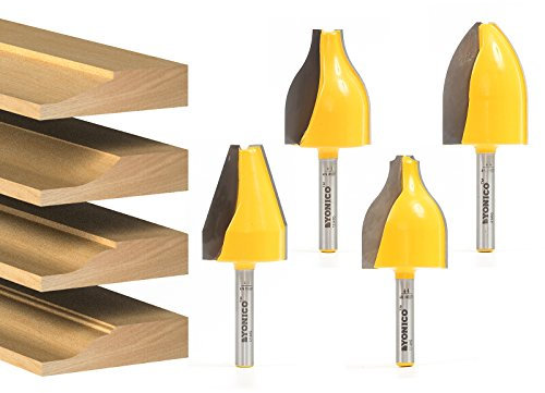 Yonico Raised Panel Cabinet Door Router Bits Vertical Set 4 Bit 1/4-Inch Shank 12404q