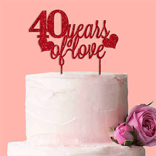40 Years of Love Cake Topper - Ruby Anniversary Party Decoration