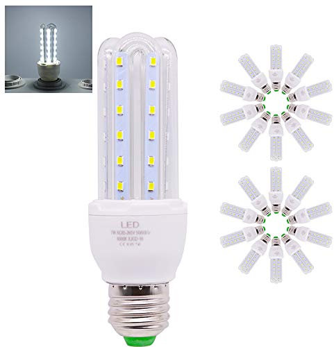 Chao Zan E27 LED Lampe U-Form Glas Glühbirne 7 W LED 700LM ersetzt 70 W Halogen Leuchtmittel, AC 220 V E27, Kaltweiß (6000 Kelvin), Speichern 90% Energie,LED Energiesparlampe, 20 er Pack