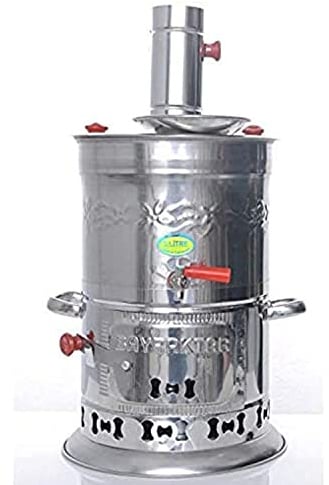 Bayraktar Semaver Stainless Steel Chrome Turkish Tea Kettle Samovar Camping Heater Boiler