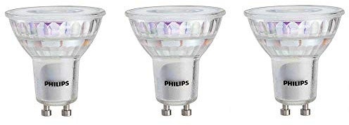 Philips LED Flicker-Free GU10 Bulb, 380 Lumen, Bright White Light (3000K), 4W=50W, Title 20 Certified, 3-Pack