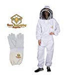 Buzz Beekeeping Supplies Professional Beekeeping Suit and Goatskin Gloves (1 Pair) 2XL - Self-Supporting Fencing Veil and Metal Zippers for Bee Keepers Easily Take On and Off (2X-Large)