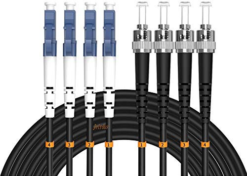 Jeirdus Cable de fibra óptica de 4 núcleos 9/125 SM de 5 metros LC a ST para exteriores, cable de conexión óptico de 4,8 m