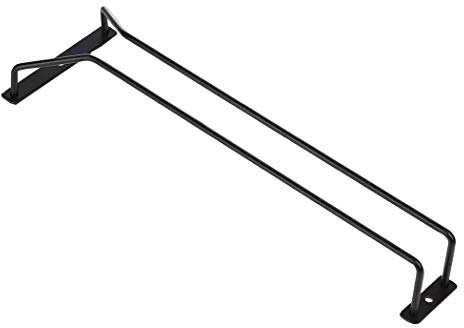 Dianoo Support De Verre à Vin Sous L'armoire Noir, Support De Verre à Vin Sous étagère, Support Porte-verres à Pied, Cintre De Rangement De Verres Pour Bar Cuisine 35CM