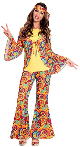 amscan 70er Jahre Hippie Kostüm für Damen - Orange | Retro Party Anzug