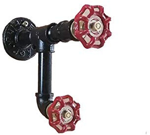 Kleiderhaken Industrielle Pipeline Wand Handtuchhaken Wandhaken DIY Eisen Mantelhaken Retro Roter Griff Garderobenhaken für Mäntel, Schals, Hut, Schraube Installation