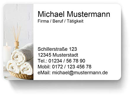 100 Visitenkarten, laminiert, 85 x 55 mm, inkl. Kartenspender - Wellness Spa Pflege