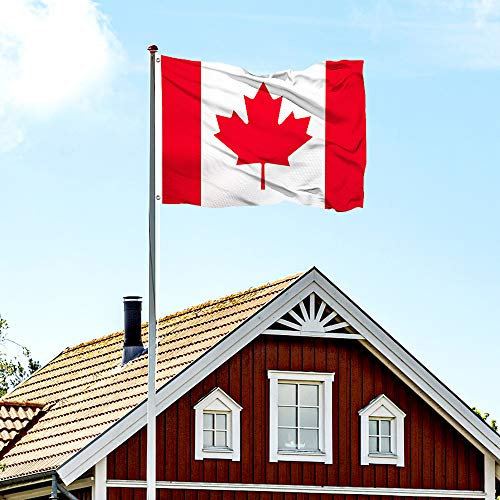 FSFLAG Drapeau Canadien – Drapeau Canada – 9,5 x 1,5 m – Polyester 400D et deux œillets en laiton – Résistant aux UV et à la décoloration et double couture