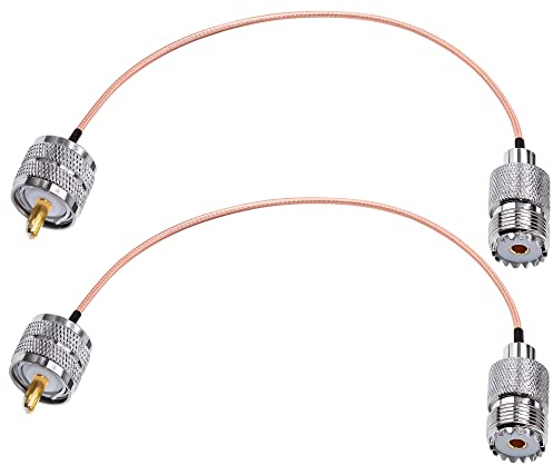 TUOLNK Cable UHF RG316 SO239 Cable coaxial RF macho a hembra de 8 pulgadas (20 cm) PL259 Jumper Pigtail 50 Ohm para radio CB 2 unidades