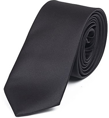 DWOY Herren Krawatte Solid Color Satin Schmale Herren Krawatte 6 cm (Schwarz)